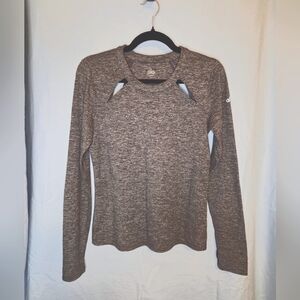 G230. ALO Yoga Mantra Keyhole Long Sleeve Top in Heathered Black - Size M